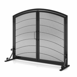 SCENDOR GARDEN Kaminabdeckung Schmiedeeisen 99CM (L) x 83.6CM (H) moderner stilvoller Faltbarer Sicherheits-Kaminzaun Funkenabweiser Schwarz