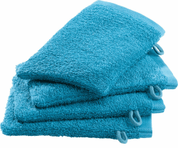 Erwin Müller Waschhandschuh-Set 4er-Pack - Ludwigsburg - 100% Baumwolle - Petrol Größe 15x21 cm - kuschelweich, saugstark, voluminös - praktisch durch Schlaufe (weitere Farben)