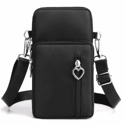 DuoLmi Umhängetasche Damen Klein, Crossbody Tasche für Damen, Nylon Handy Mini-Tasche Kleine Schultertasche Multifunktionale Handytasche, Handytasche zum Umhängen Damen #1 Schwarz
