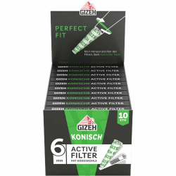 GIZEH konische Active Filter – Filter Aktivkohle 6-7 mm Durchmesser im 20er Pack á 10 Filter – Aktivkohlefilter slim mit Aktivkohle aus Kokosschale – Filter mit 25 mm Länge, Weiß