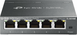 TP-Link TL-SG105E 5-Ports Gigabit Easy Smart Managed Netzwerk Switch(Plug-and-Play,Metallgehäuse, QoS, IGMP-Snooping,LAN Verteiler, zentrales Management, energieeffizient)schwarz metallic