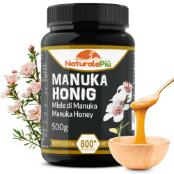 Manuka-Honig 800+ MGO – 500g Manuka Honey – Qualitätsprodukt hergestellt in Neuseeland – Von akkreditierten Laboratorien getestetes Methylglyoxal – NaturalePiù