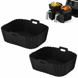 Konesky Ninja Heißluftfritteuse Zubehör, Air Fryer Silikon Backform Einsatz für NinjaAF300,AF400,Tefal Easy Fry 5,2 l/3,1 l, Tower T17099 5,2 l/3,3 l, Lakeland 5 l/3 l, Salter 5,5 l/3,5 l, 2 Stück