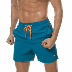 JustSun Badehose Herren mit Reißverschluss Schnelltrocknend Badeshorts mit Mesh-Futter 3XL Pfauenblau