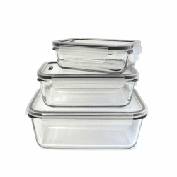 Cuisy KB5667 3-Auflaufform aus Glas mit Deckel, 22 x 17 x 9 cm