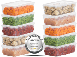 uandu Gefrierbox Set, Frischhaltedosen mit Deckel, Tiefkühldosen 8er Set, Vorratsdosen für Gefrierschrank, Gefrierdosen, Gefrierboxen Organizer, Deli Container, Gefrierbehälter, BPA-frei -2L x 10