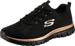Skechers Damen Graceful Get Connected Sneakers 41 EU Black Mesh Rose Gold Trim