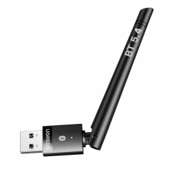 UGREEN Bluetooth 5.4 Adapter mit Antenne für PC, Bluetooth Stick mit großer Übertragungsreichweite für Maus, Tastatur, Kopfhörer, Handy, Tablet, Controller USB Bluetooth Dongle für Windows 11/10/8.1