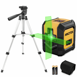 Kreuzlinienlaser, NIKOTEK Laser Wasserwaage (Vertikale/Horizontale Laser, Arbeitsbereich: 15 m, IP54, 2 x AA Batteriem, Schutztasche), Für Baustellen/Inneneinrichtung/DIY (Grün GT)