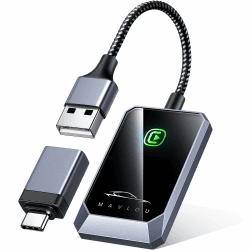 CarPlay Wireless Adapter, Mavlou Neueste Upgrade Wireless Carplay Dongle, Konvertieren Verkabeltem CarPlay zu Wireless, Plug-und-Play OTA-Upgrade, für iPhone iOS 10+ & Autos mit Wired CarPlay (Grau)