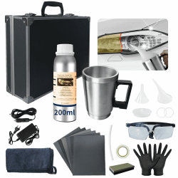 Nartov A 200ml Reparaturflüssigkeit,Scheinwerfer Polierset,Scheinwerfer Aufbereitung Set, Scheinwerfer Politur Reparaturwerkzeug, Scheinwerfer Bedampfen Set für Vergilbung