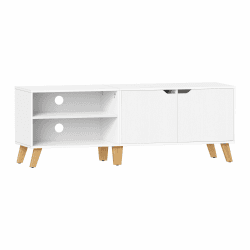 VASAGLE TV-Schrank, Fernsehtisch mit 2 Türen, 140 cm lang, TV-Regal für Fernseher bis zu 60 Zoll, verstellbare Ablagen, für Wohnzimmer, Esszimmer, Schlafzimmer, weiß LTV027T46