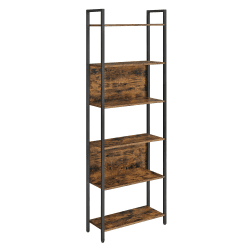 VASAGLE Bücherregal, Küchenregal, Standregal mit 6 offenen Regalebenen, Flur, Küche, Büro, stabiles Stahlgestell, Industrie-Design, vintagebraun-schwarz LLS113B01