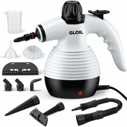 GLOIL Tragbarer Dampfreiniger, Haushaltsdampfreiniger, Mehrzweck-Dampfreiniger mit 10 Zubehörteilen für Teppiche, Vorhänge, Sofas, Küchen, Bäder und mehr. (black)
