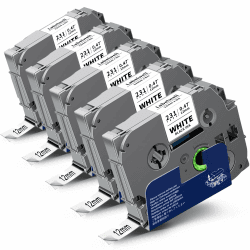 5x Labelwell kompatibel für TZe-231 für Brother P-Touch Bänder 12mm für Brother TZ TZe231 TZ-231 Schwarz auf Weiß Laminated Schriftband für Brother Ptouch PT-H100LB H105 D210 PTH110 H107B PT-1000 D400