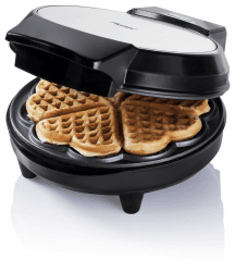 Bestron Waffeleisen für klassische Herzwaffeln, Waffelmaker mit Backampel & Antihaftbeschichtung, 700 Watt, Farbe:Schwarz