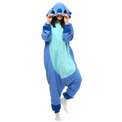 LBJR Ganzkörper Kostüm Jumpsuit Onesie Tier Fasching Karneval Halloween kostüm Cosplay Schlafanzüge Erwachsene Stitch L