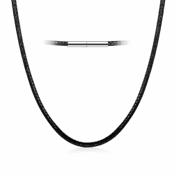 1.5/2/3mm Kunstleder Halskette/Armband Schwarz geflochten Lederkette Lederband, Schwarz Kunstleder Halskette Braid 316 Edelstahl Verschluss 46-61cm Länge schwarz-2mm 56.0 Zentimeter