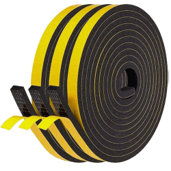 NAVK Selbstklebend Schaumstoff klebeband 6mm x 3mm, 5m Schwarzes Dichtungsband Fensterdichtung für Tür Schalldämmung Anti-Kollision Gegen warme kalte Zugluft und Lärm, 3 Rollen