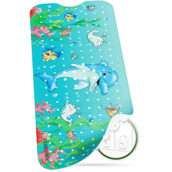 SilverRack Kinder Badewannenmatte 100x40 cm (Delfin Motiv) - Antirutschmatte Badewanne BPA frei für Kinder und Babys - Duschmatte schimmelresistent & maschinenwaschbar - Badematte rutschfest