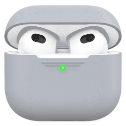 AHASTYLE AirPods 3 Hülle Silikon Schutzhülle und Haut Case für AirPods 3 [Front-LED Sichtbar] [Kabelloses Laden] Kompatibel mit AirPods 3. Generation (Ohne Karabiner, Hellgrau)