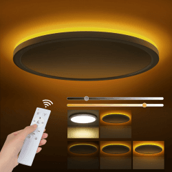 Tyreses LED Deckenleuchte Dimmbar 24W, Deckenlampe mit Fernbedienung, 1800K Dimmbar Nachtlicht, Panel 3000K-6500K Dimmbar für Schlafzimmer, Kinderzimmer, Wohnzimmer, Flure, Küche,Badezimmer, Ø30cm