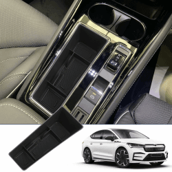 BIXUAN Enyaq iV 2024 kompatibel mit Skoda Enyaq iV 2021-2023 2024 Mittelkonsole Aufbewahrungsbox mit Rutschfester Matte Ablagefach Zubehör Armlehne Organizer Tray Mittelarmlehne Handschuhfach