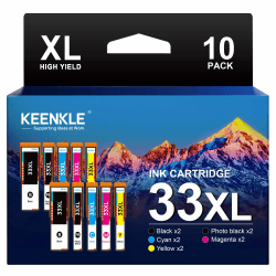 33XL Multipack Druckerpatronen Kompatibel für Epson 33 XL 33XL Patronen für Epson XP-540 Druckerpatronen für XP-7100 XP-540 XP-530 XP-830 XP-900 XP-640 XP-645 XP-635 XP-630(10er-Pack)