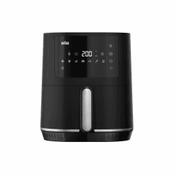 Braun Heißluftfritteuse MultiFry 3 HF 3030, 4,3 L, 1500W, digitale Temperaturregelung, 80-200°C, Timer, 8 Programme, Touch Control, Antihaftbeschichtung, Garkorb & Rost spülmaschinenfest, Schwarz
