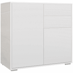HOMCOM Sideboard Aufbewahrungsschrank mit Schublade, 2 Push-Click-Türen, Küchenschrank mit Verstellbar Regal Buffetschrank für Küche, Wohnzimmer 79x36x74 cm Weiß