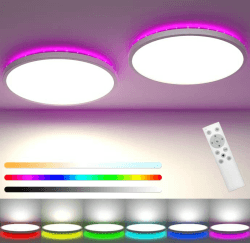 zemty 2 Stück 30CM LED Deckenleuchte Dimmbar 3000K-6500K, 24W 3200LM RGB Deckenlampe Farbwechsel mit Fernbedienung, Wasserfest Badezimmer Lampe Decke für Kinderzimmer Wohnzimmer Schlafzimmer