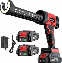 Seesii Akku Kartuschenpistole Kompatibel mit Makita 18V Akku, Elektrische Kartuschenpresse mit 2x 2000mAh Akku, LED- Licht, Silikonpistole Akku für 300ML Kartuschen (Rot) (Rot)