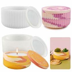 2 Stück Kerzenhalter Silikonform Kerzen Kerzenglas mit Deckel Kerzenhalter Gießform Blumentopf Silikon Teelicht Kerzenständer Gießform Teelichthalter Silikonform Dose Epoxidharz Aufbewahrungsbox