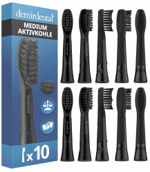 Aufsteckbürsten von demirdental für Oral-B Pulsonic Aufsteckbürsten Schwarz mit Aktivkohle, Medium Aufsteckbürsten, Ersatzbürsten für natürliche Reinigung, Schwarz 10 Stück