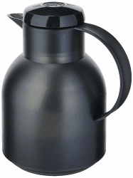 Emsa Samba Isolierkanne 504235 | 1 Liter | Quick Press Verschluss | 100% dicht | 12h heiß, 24h kalt | Schwarz Transluzent 1 L Transluzent Schwarz