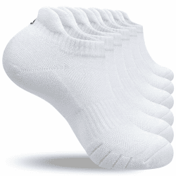 anqier 6 Paar Sneaker Socken Herren 43-46 39-42 35-38 47-50 Baumwolle Kurz Sportsocken Damen Gepolsterte Laufsocken Schwarz Weiß Grau Atmungsaktiv 35-38 6x Weiß(03)