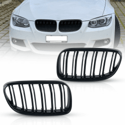 TOPTHAN E92 Nieren Kühlergrill Passend für BMW 3 Series Type E92 (Coupé) and E93 (Cabriolet) 2010-2013 (only LCI) Grill Glanz Schwarz Doppelsteg Kühlergrill