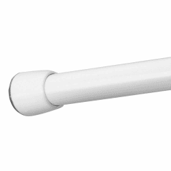 iDesign Duschvorhangstange, kurze Teleskopstange aus Edelstahl, ausziehbare Duschvorhangstange ohne Bohren für Dusche und Badewanne, weiß, 66 - 107 cm