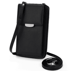UTO Handytasche zum Umhängen Damen Kleine Umhängetasche Vegan Leder Geldbörse mit Kartenfächer Crossbody Abnehmbar Schultertasche für Valentinstag Muttertag Geburtstag Weihnachten Neujahr Schwarz 1220 Schwarz