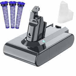 V6 Ersatzakku für Dyson 6,0Ah DC58 DC59 DC61 DC62 DC72 DC74 Animal SV03 SV04 SV05 SV06 SV07 SV09 Staubsauger (3 Filter +1 Batterie schutzkappe)