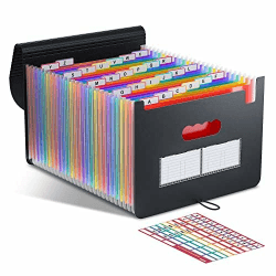 Dokumentenmappe A4, 26 Taschen Erweitern Dateiordner Großraum Fächermappe Datei Organizer Aktenordner Box Akkordeon Ordner Tragbar Sortiermappe für Zuhause oder Büro Dokumente