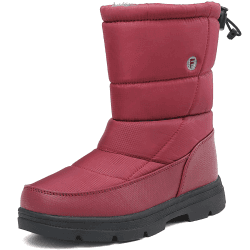 BARFULKER Winterschuhe Herren Damen Winterstiefel Outdoor Warm Gefüttert Schneestiefel,Gr.36-46 EU 36 EU Rotwein