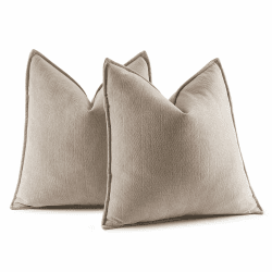 MIULEE 2er Kissenbezug 50x50 Beige Chenille Kissenbezüge Kissenhülle Sofakissen dekokissen zierkissen Elegantes Design für Couch Sofa Wohnzimmer