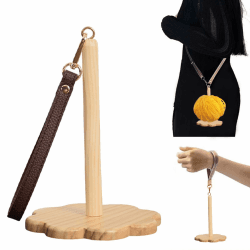 Alleshelfer Handgelenk Garnhalter aus Holz, Wollwickler Handgelenk, Garnhalter mit Handschlaufe, 360° Drehung Tragbarer Handgelenk Garnhalter, Verhindert Garnverheddern, Geschenk für Strickliebhaber