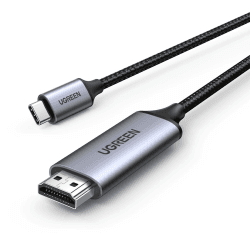 UGREEN USB C auf HDMI Kabel 4K 60Hz 2m Thunderbolt 3/USB C 3.1 HDMI Kabel UHD Geflochten-Aluminium kompatibel mit iPhone 15 MacBook Pro 2021 iPad Pro/Air, Galaxy S23 Ultra usw. (2M)