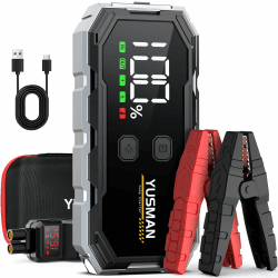 YUSMAN Starthilfe Powerbank, 4000A 12V Car Starthilfe Powerbank für pkw(8L Benzin oder 6L Diesel),Auto Starthilfe Powerbank mit LCD Display und Unterstützt 4 LED-Lichtmodi, Unterstützt Schnellladung