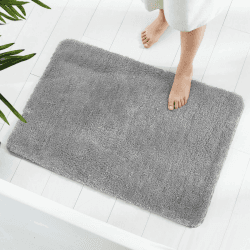 GONICVIN Teppich, 60 x 90 cm Flauschige Mikrofaser Waschbarer Badteppich Badematte, rutschfest Badezimmerteppich für Badezimmer, Wohnzimmer (Grau)