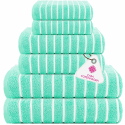 Casa Copenhagen Ecstatic 6-teiliges Handtuch-Set – Aquablau, 600 g/m², 2 Badetücher, 2 Handtücher, 2 Waschlappen aus weicher ägyptischer Baumwolle für Badezimmer, Küche und Dusche Aquamarin