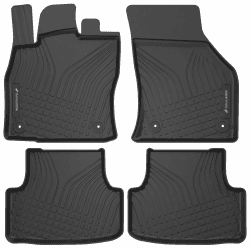 WALSER Premium Fussmatten Auto kompatibel mit Seat Leon 2012-2021, VW Golf VII 2012-2021, Golf VII Variant 2013-Heute, T-ROC 2017-Heute, 100% passgenaue Gummimatten Auto - Made in EU, Fußmatte Auto