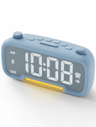 ROCAM Wecker für Schlafzimmer mit Nachtlicht, FM-Radio Digitaler Wecker, Snooze, Dimmer, USB-C Ladegerät, Auto-Off-Timer, 12/24H/DST, Netzbetrieben mit Batterie-Backup Radiowecker